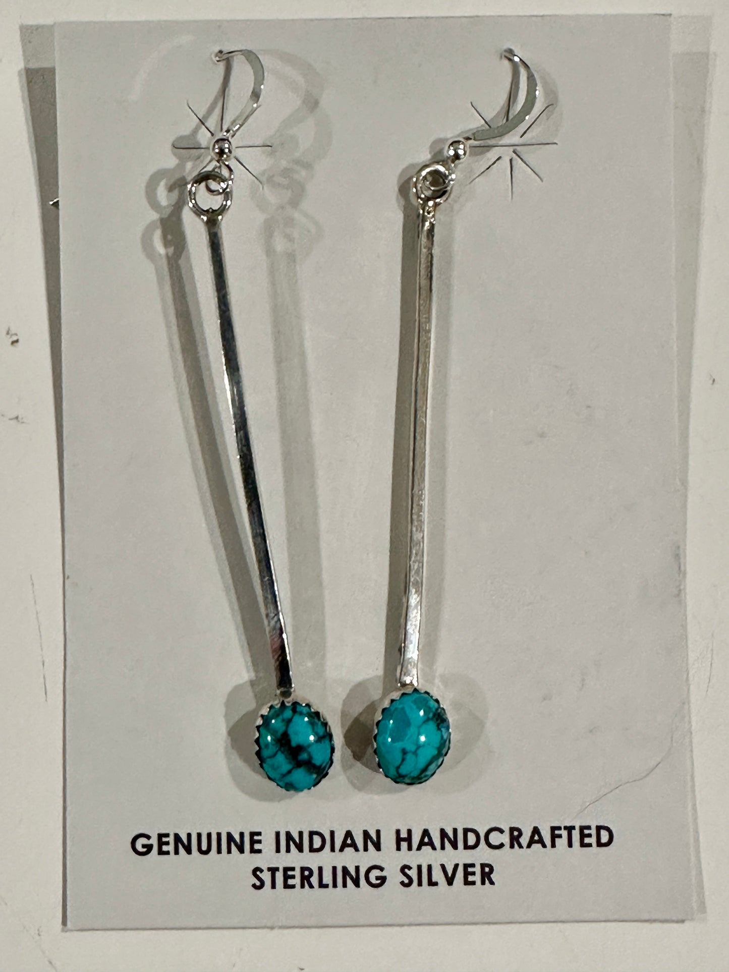 Beautiful Navajo Sterling Silver Turquoise Drop Dangle Earrings