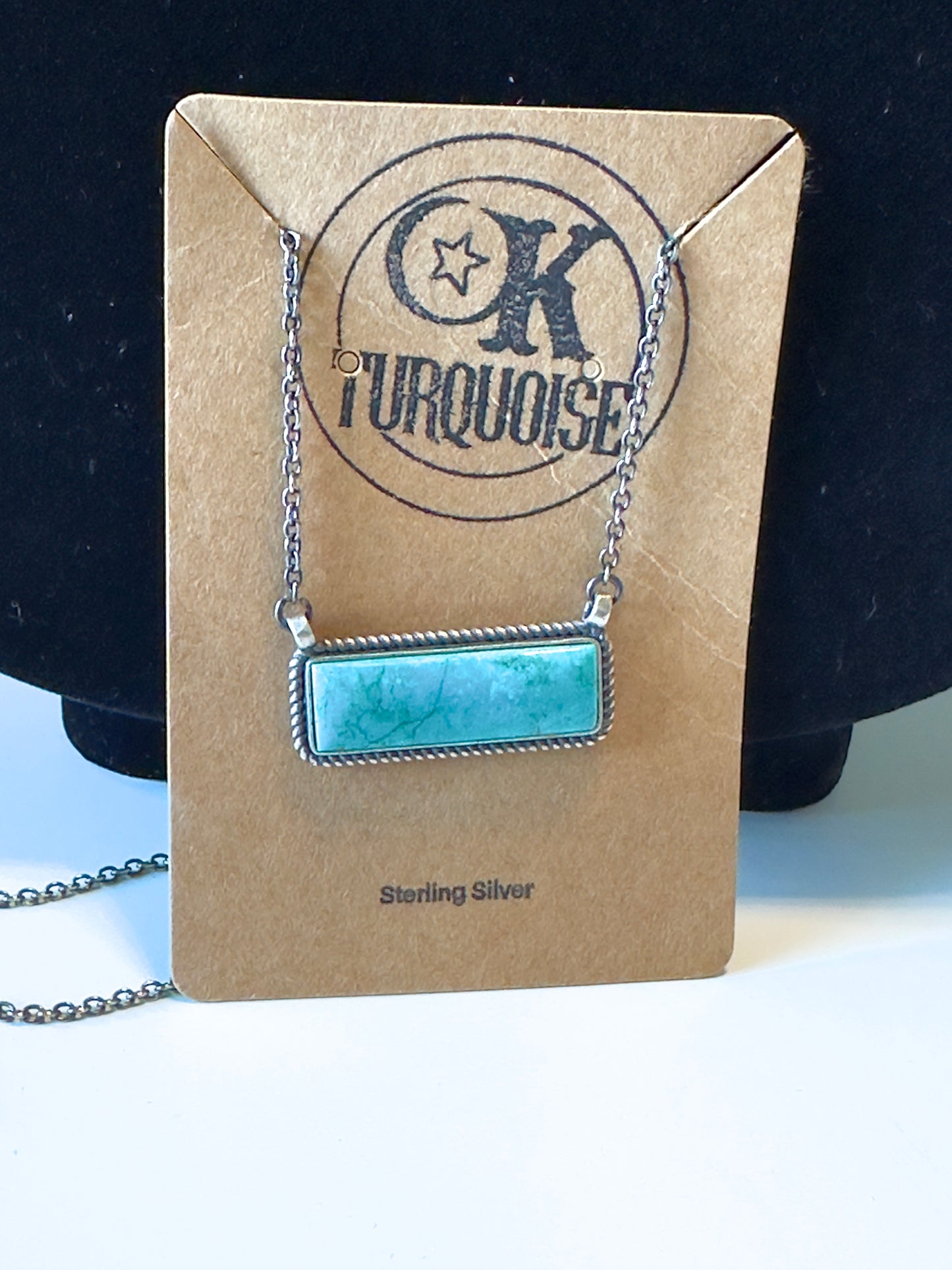 Authentic Sterling Silver and Turquoise Bar Necklace