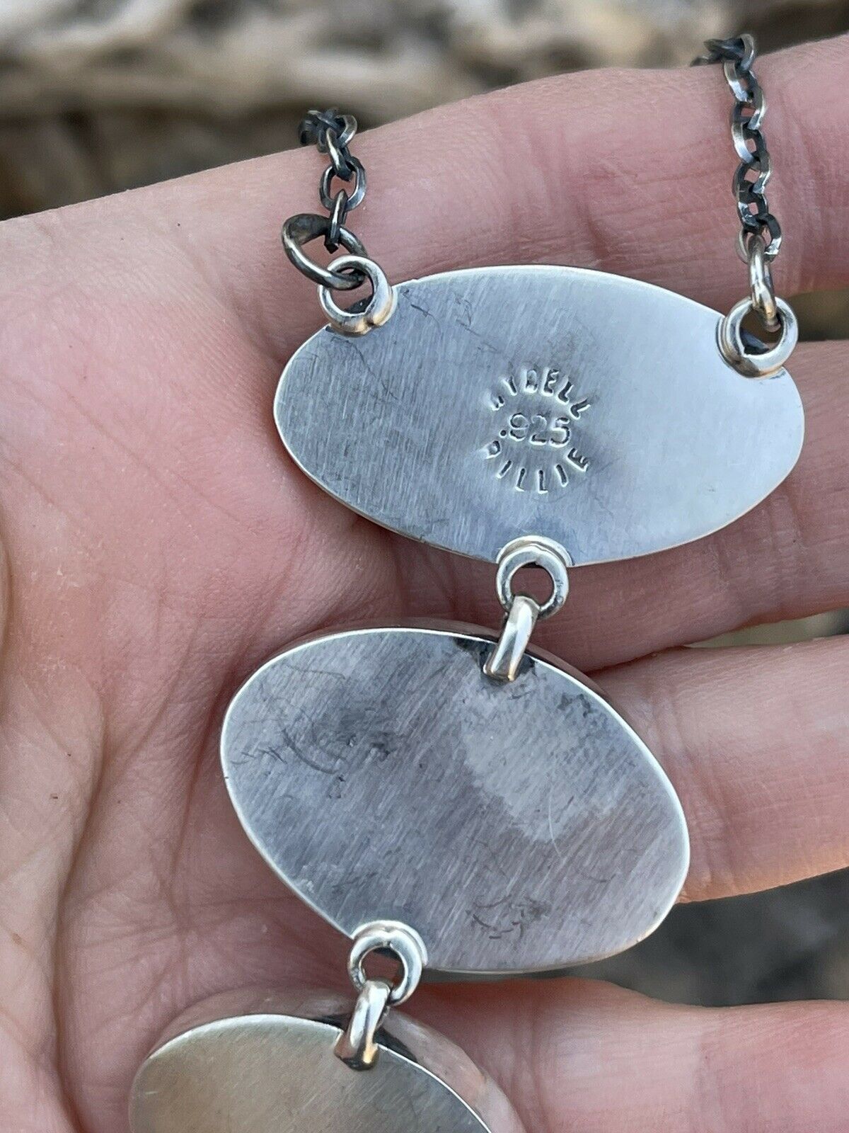 Navajo Orange Spiny Sterling Silver Lariat Necklace