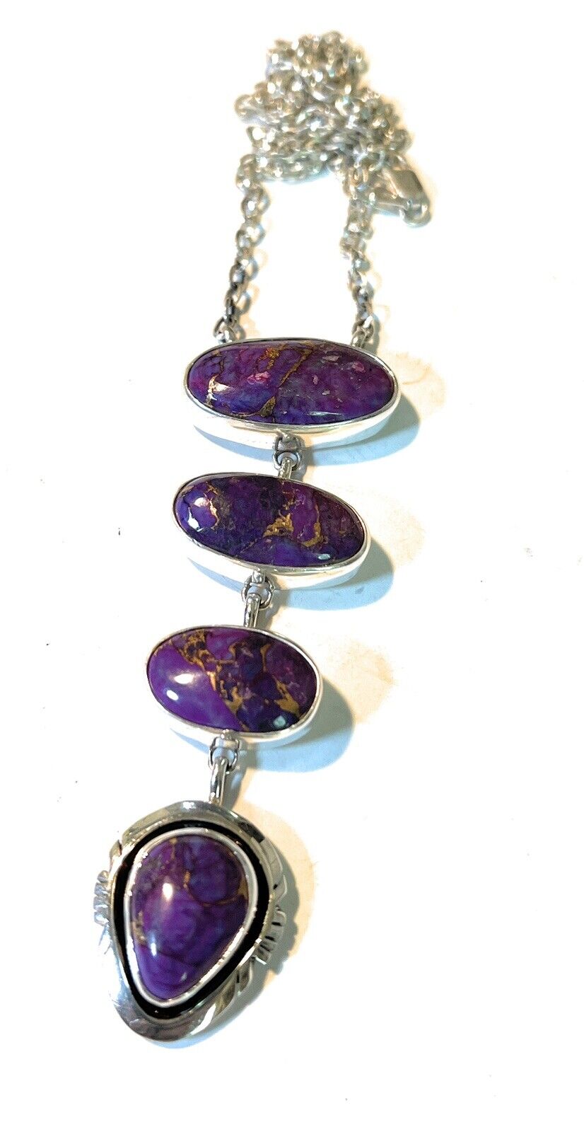 Navajo Purple Dream Mojave & Sterling Silver Lariat Necklace