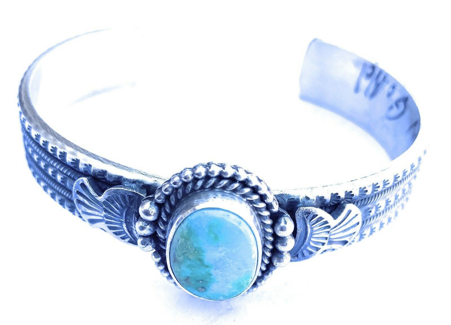Beautiful Navajo Sterling Silver & Sonoran Mountain Turquoise Cuff Bracelet
