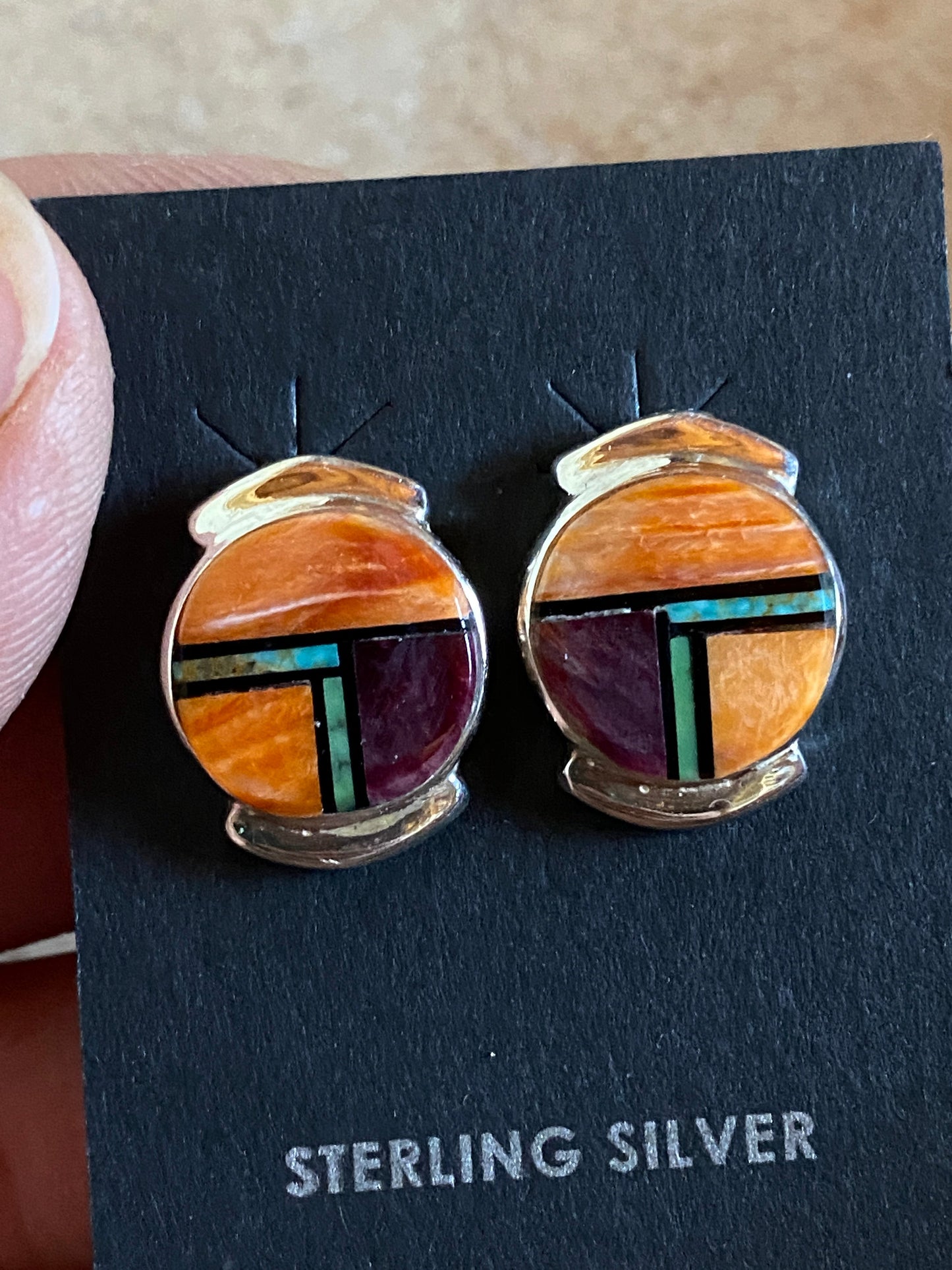 Orange Purple Spiny Stud Earrings
