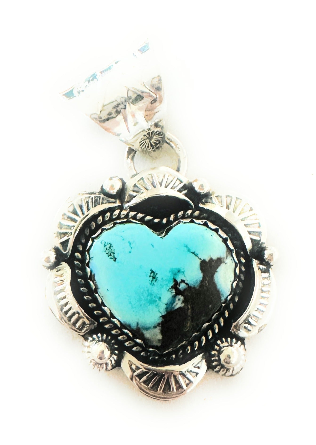 Handmade Sterling Silver & Golden Hills Turquoise Heart Pendant