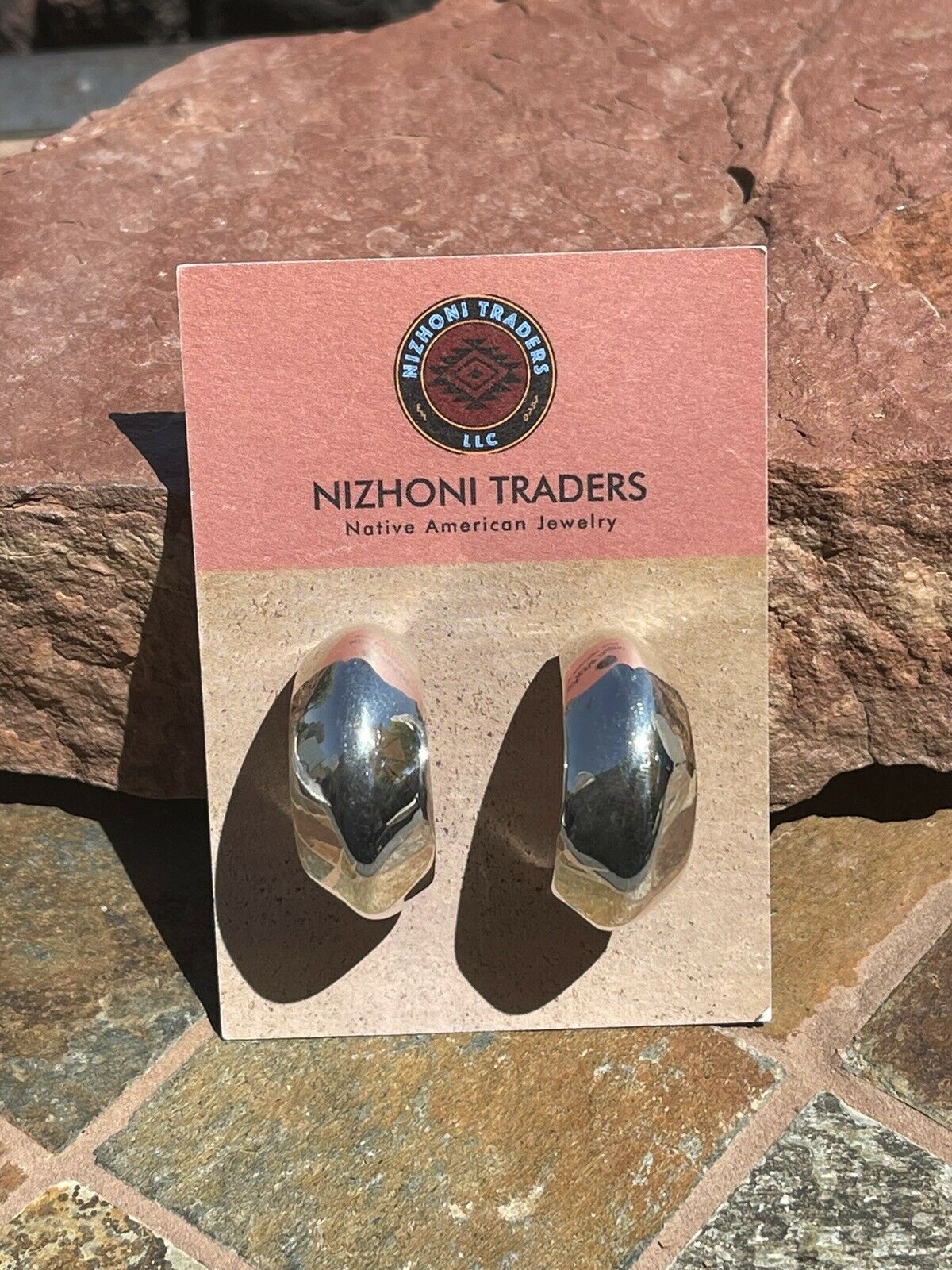 Navajo Sterling Silver Crescent Hoop Earrings