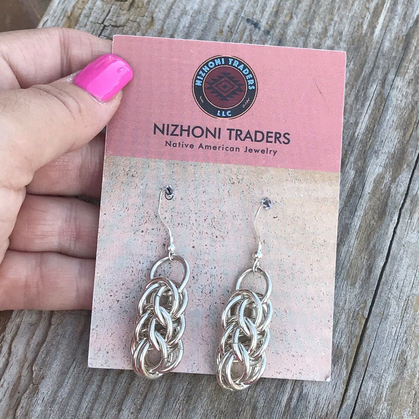 Navajo Sterling Silver Chain Link Dangle Earrings
