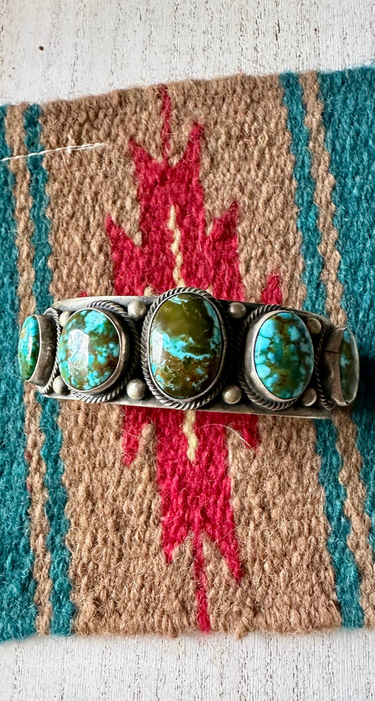 Beautiful B Johnson Navajo Sterling Sonoran Mountain Turquoise Bracelet Cuff Signed