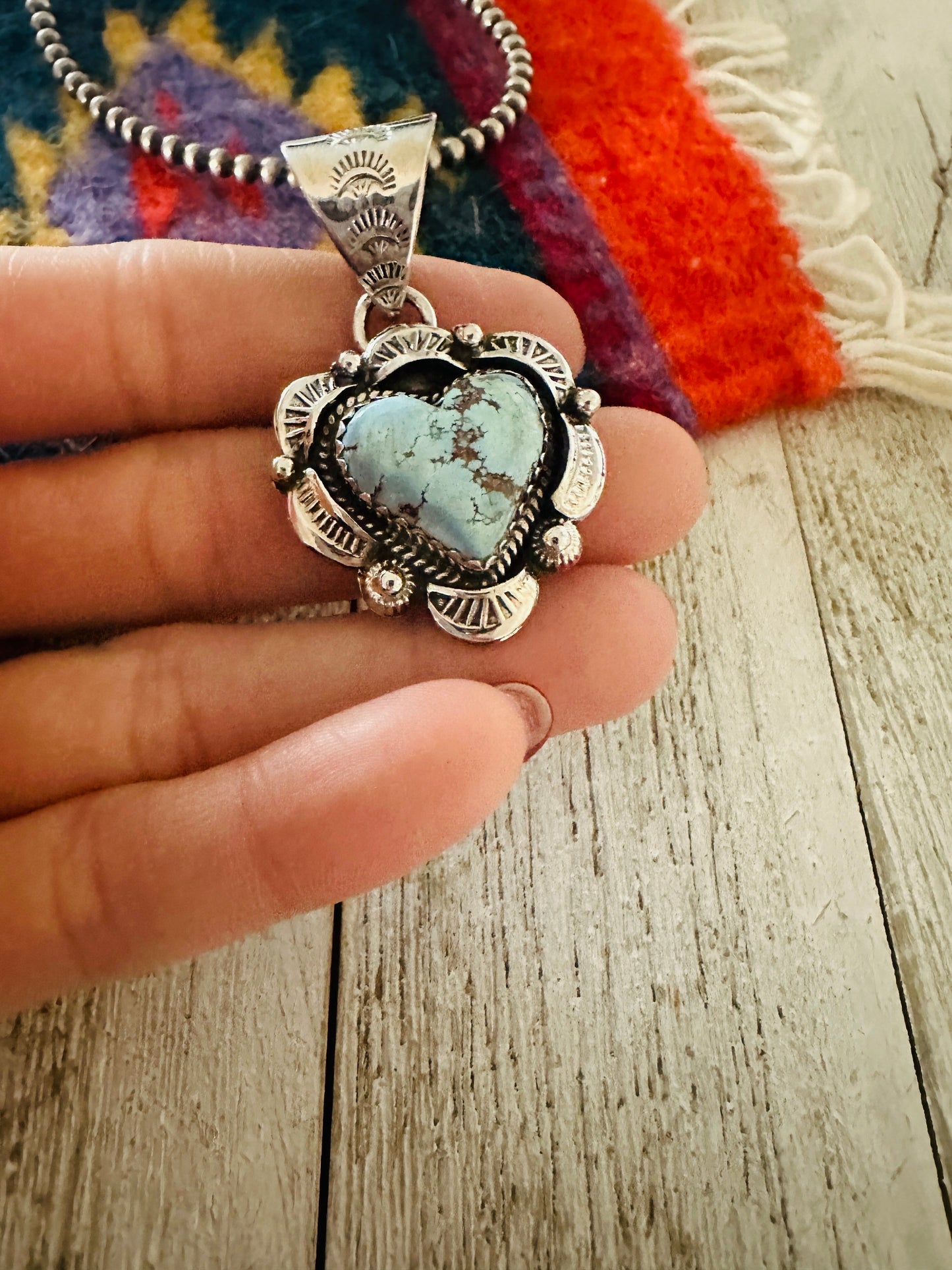 Handmade Sterling Silver & Golden Hills Turquoise Heart Pendant