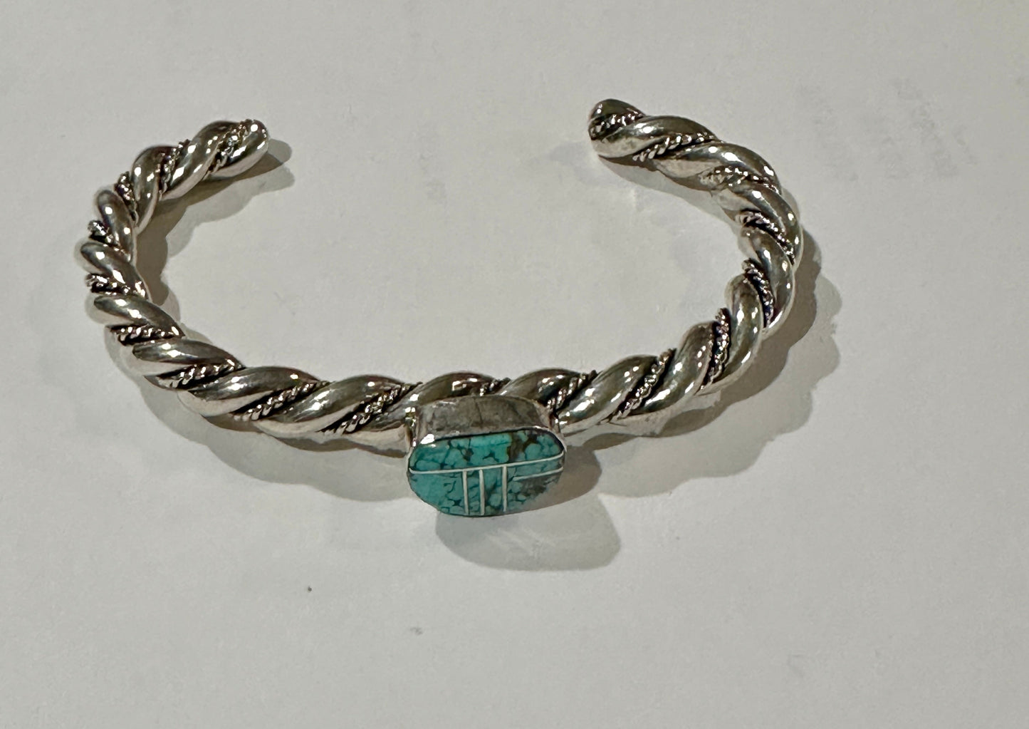 Turquoise & Sterling silver Rope Twist Bracelet