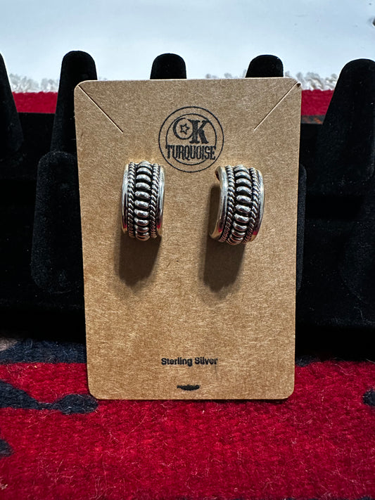 Sterling Silver 1" hoop earrings by Thomas Charley