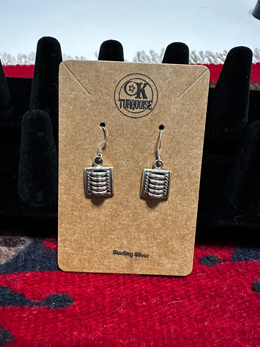 Sterling Silver Small Square 5-Coil Dangle Earrings by Thomas Charley