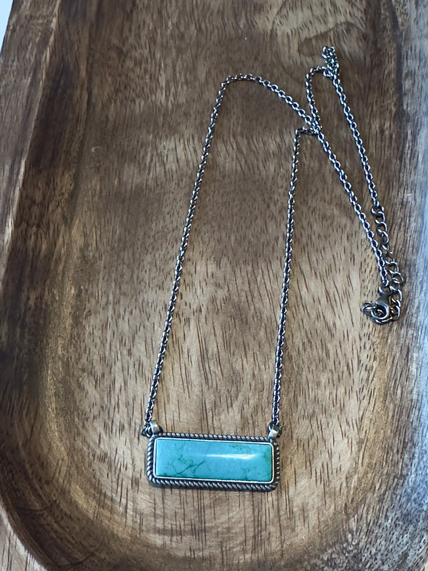 Authentic Sterling Silver and Turquoise Bar Necklace