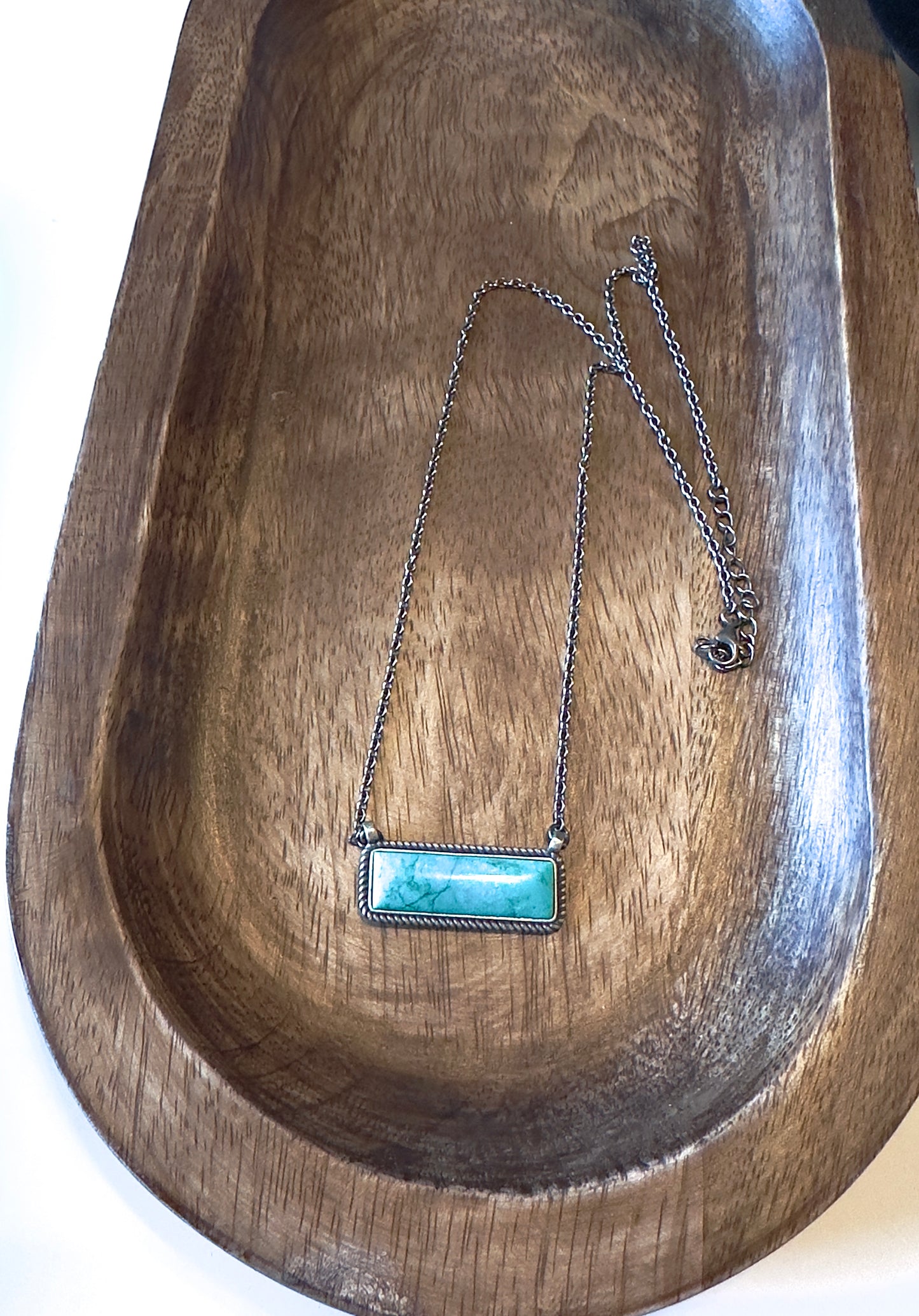 Authentic Sterling Silver and Turquoise Bar Necklace