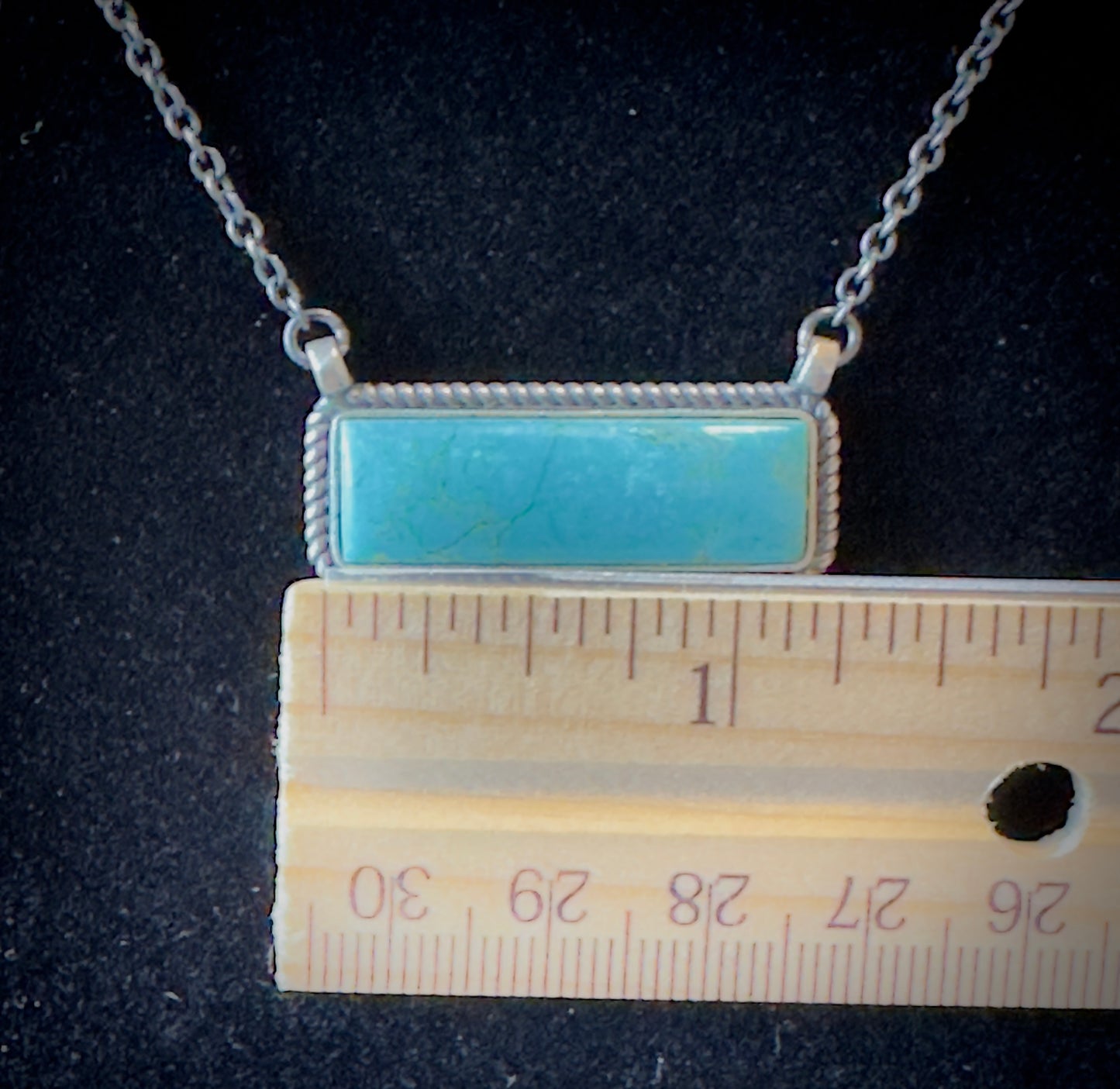 Authentic Sterling Silver and Turquoise Bar Necklace