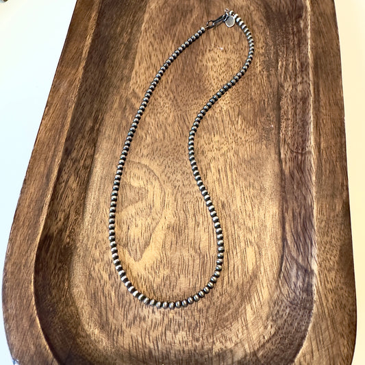 Sterling Silver 16" length 3mm Navajo Pearl Necklace