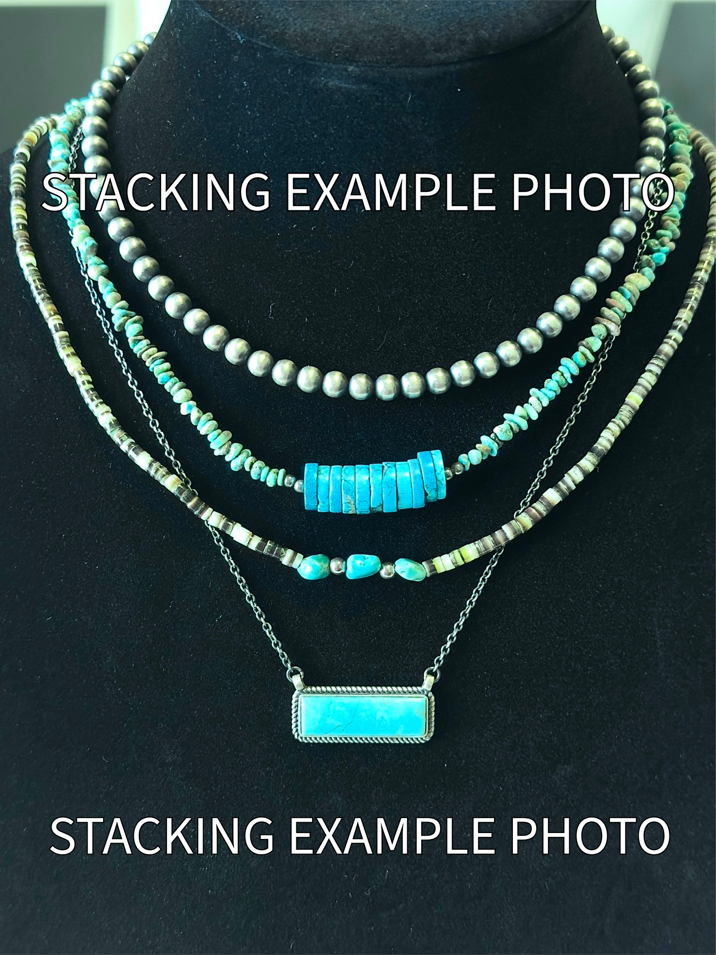 Authentic Sterling Silver and Turquoise Bar Necklace