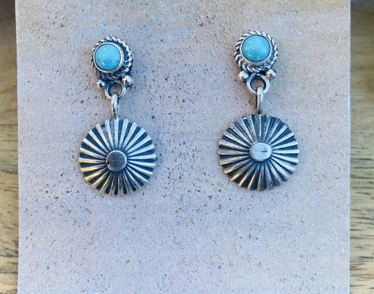 Navajo Turquoise & Sterling Silver Dangle Earrings