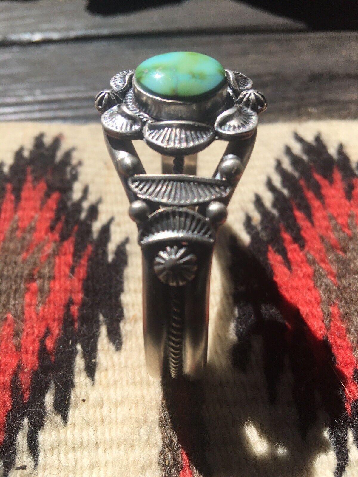 Navajo Sterling Silver  Sonoran Gold Turquoise Cuff Bracelet Signed  Stamped
