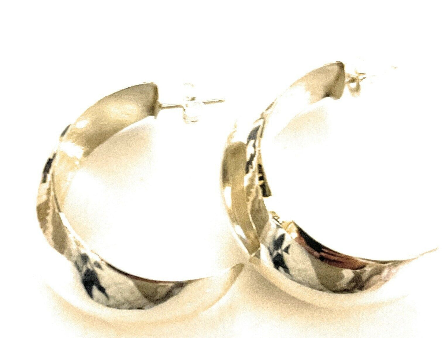 Navajo Sterling Silver Crescent Hoop Earrings