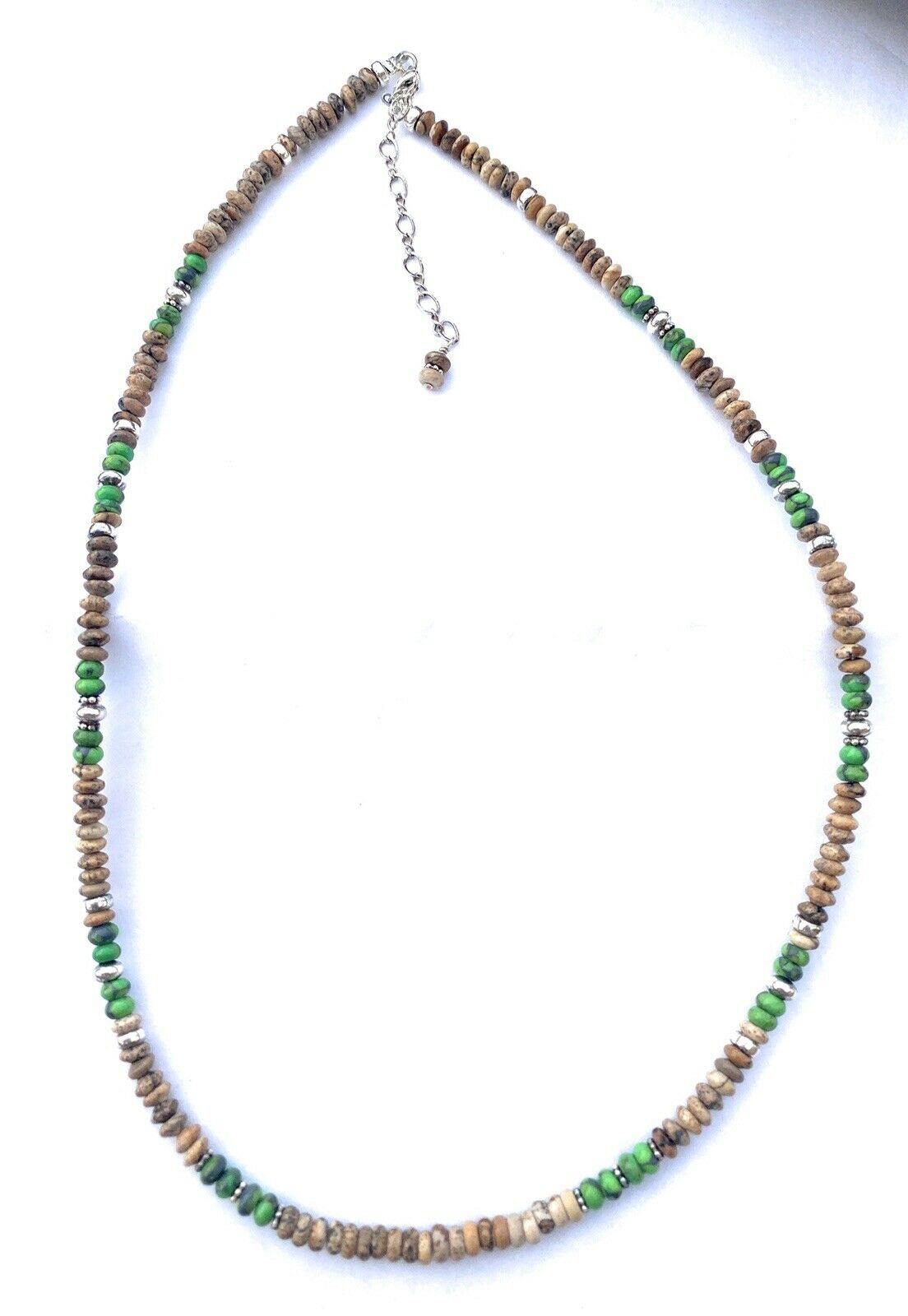 Navajo Jasper, Turquoise And Sterling Silver Beaded Necklace