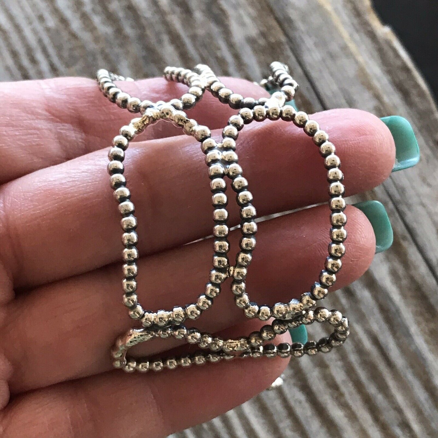Navajo Bead Sterling Silver Bracelet Cuff