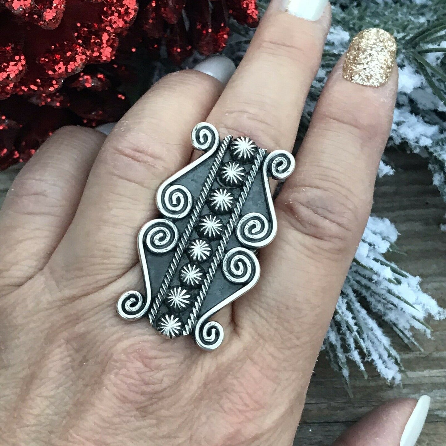 Beautiful Navajo Sterling Ring Size 7.5