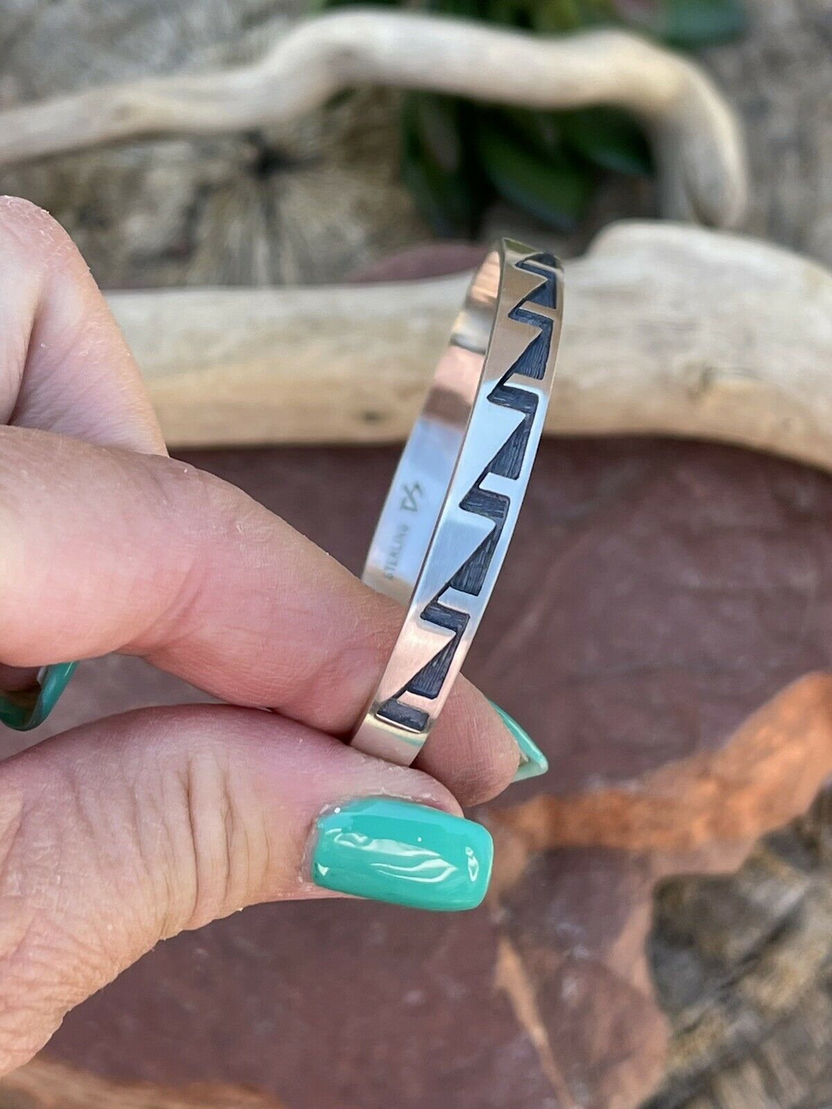 Hopi Sterling Silver Hand  Stamped Southwest Bracelet Cuff