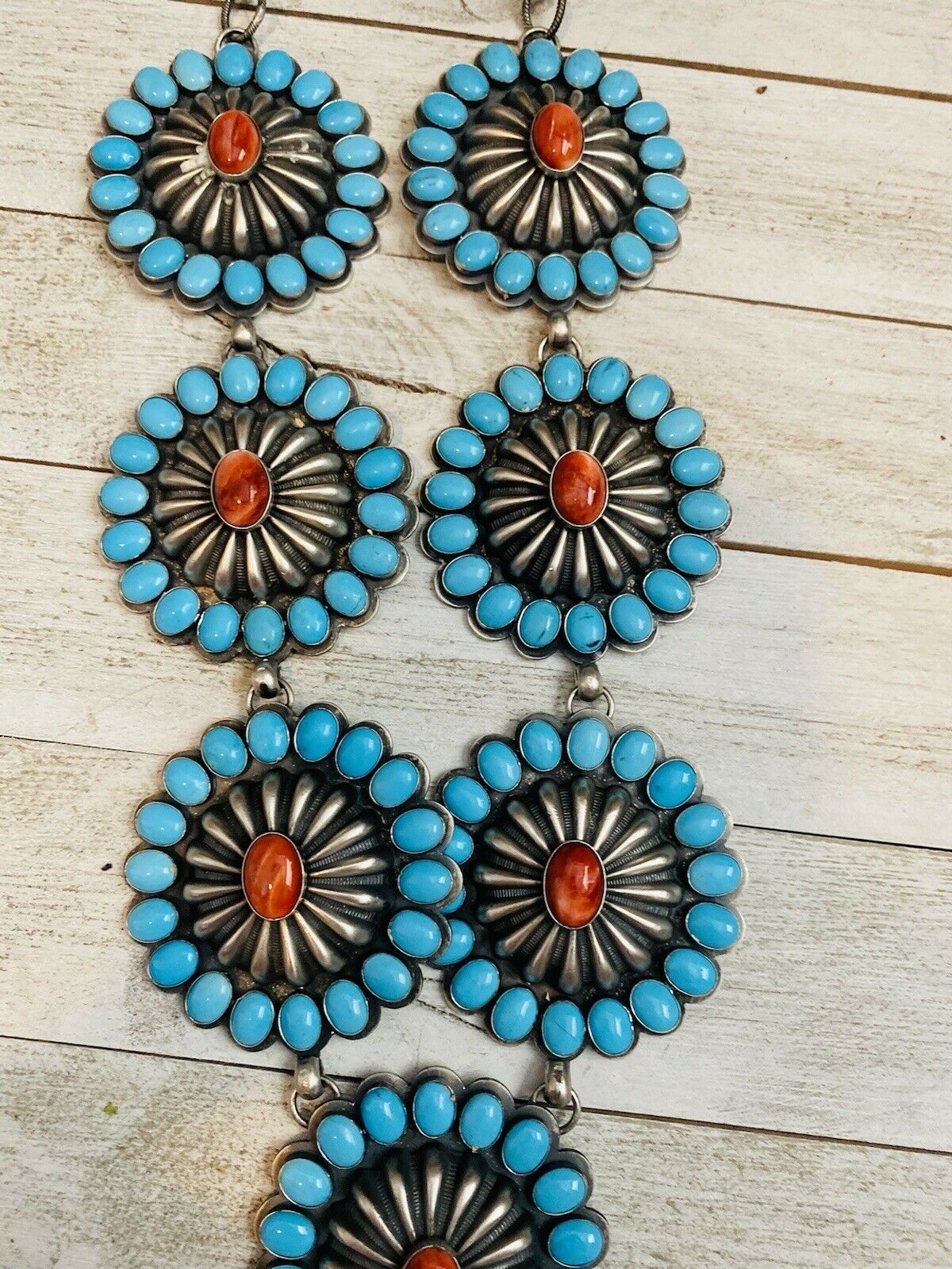 Amazing Navajo Spiny, Sleeping Beauty Turquoise & Sterling Silver Necklace