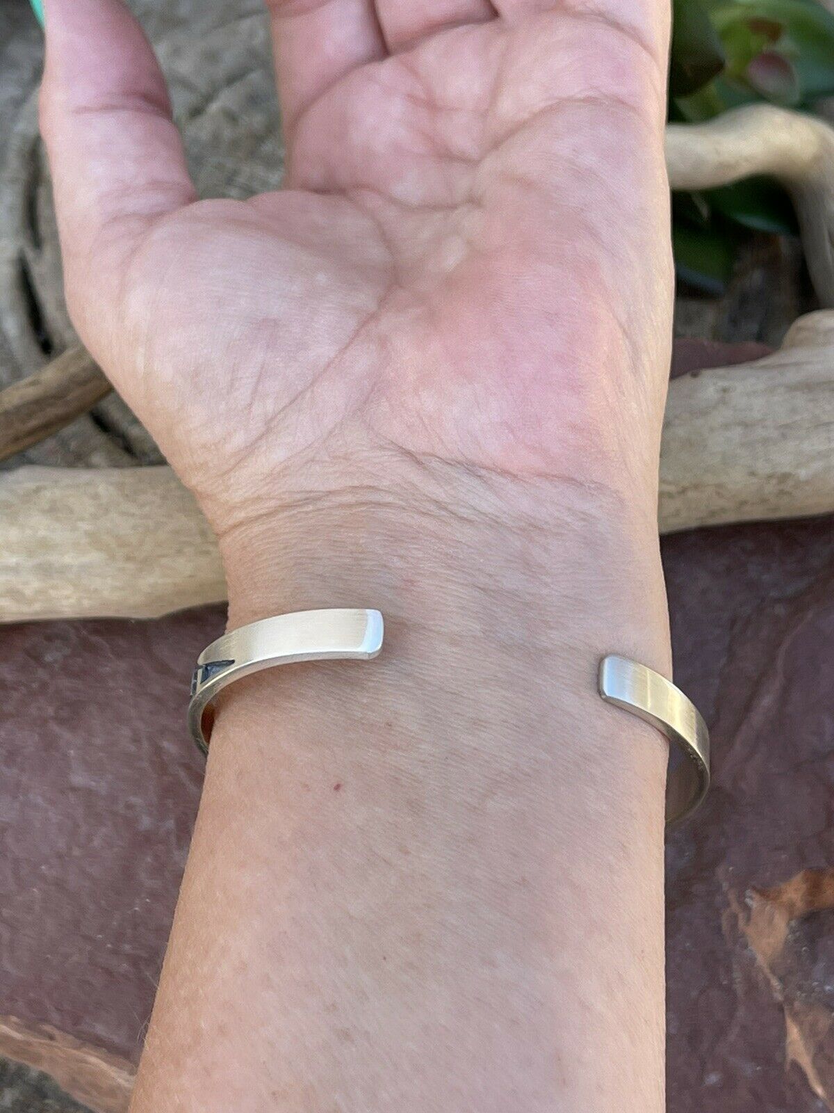 Hopi Sterling Silver Hand  Stamped Southwest Bracelet Cuff