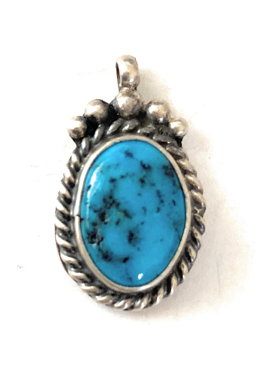 Navajo Kingman Turquoise & Sterling Silver Pendant