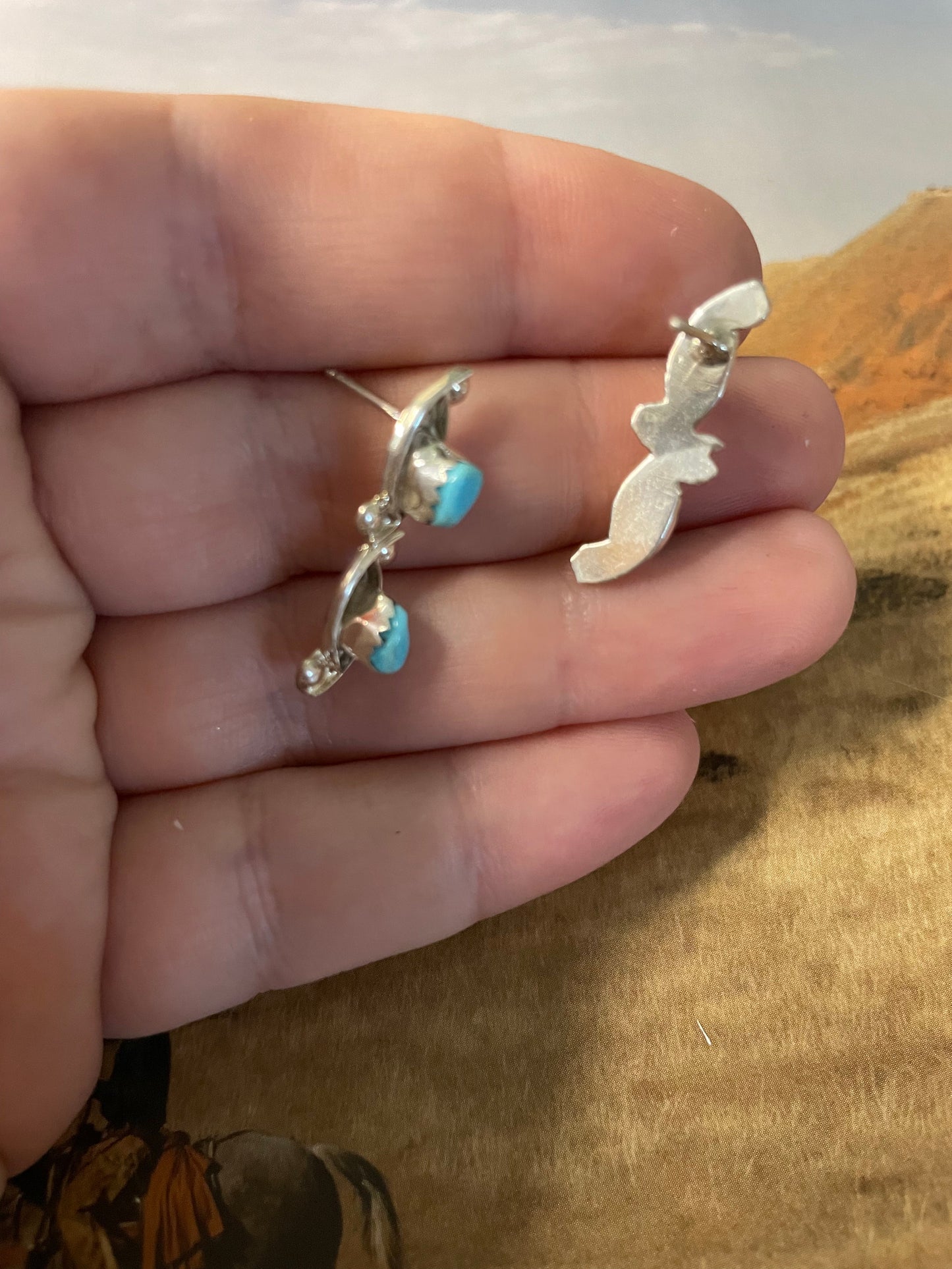 Navajo Turquoise & Sterling Silver Post Earrings