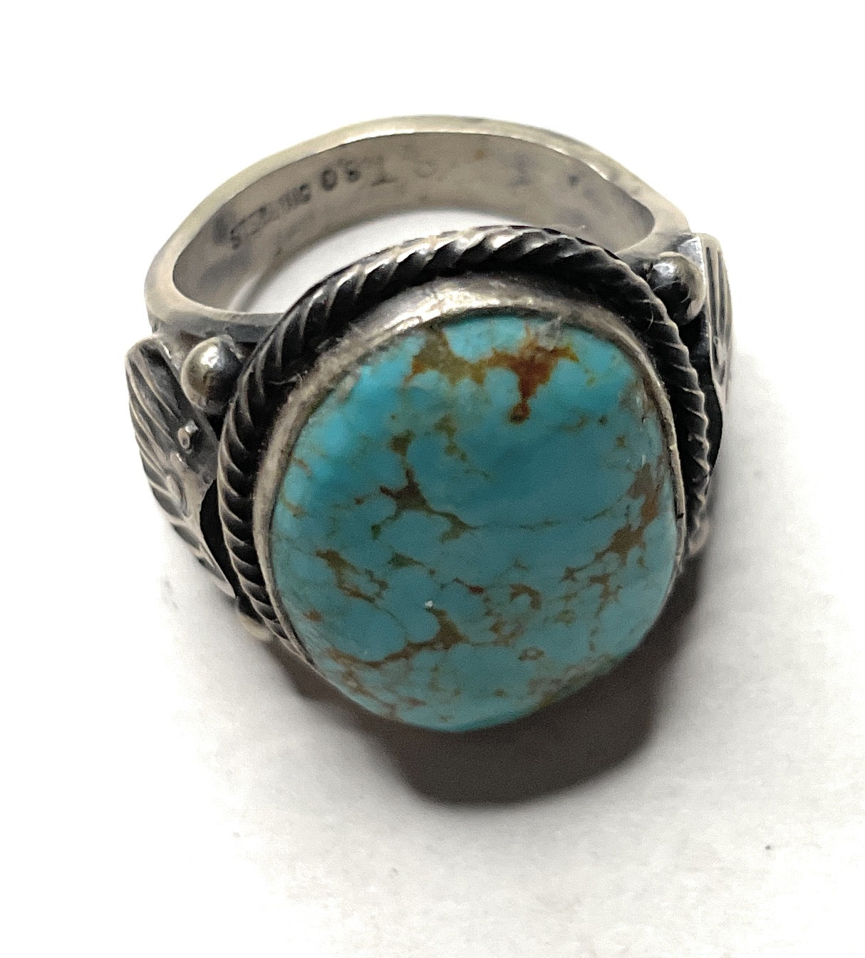 Navajo Turquoise & Sterling Silver Ring Size 9 Signed