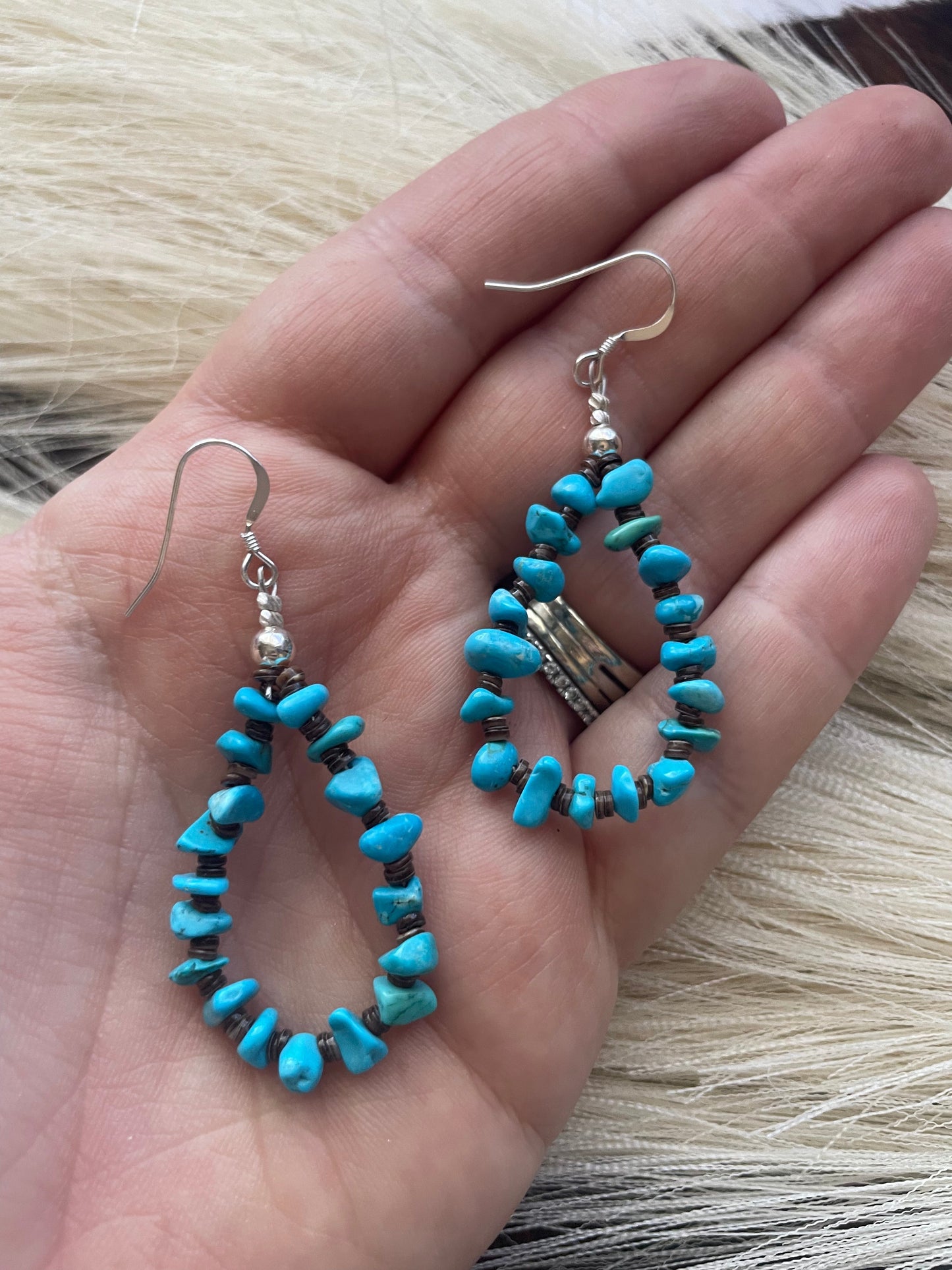 Navajo Sterling Silver Turquoise Chips Earrings-sm