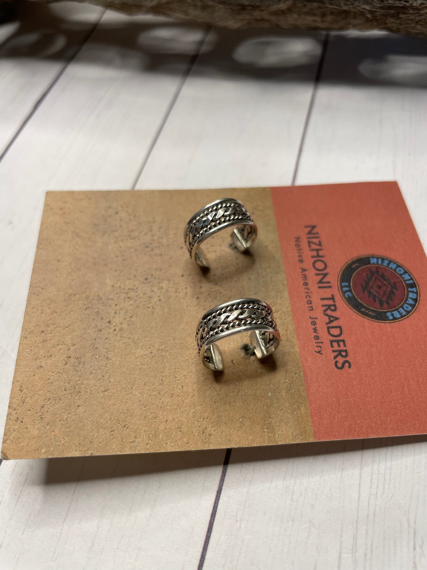 Navajo Hand Made Sterling Silver 3/4” Hoop Earrings