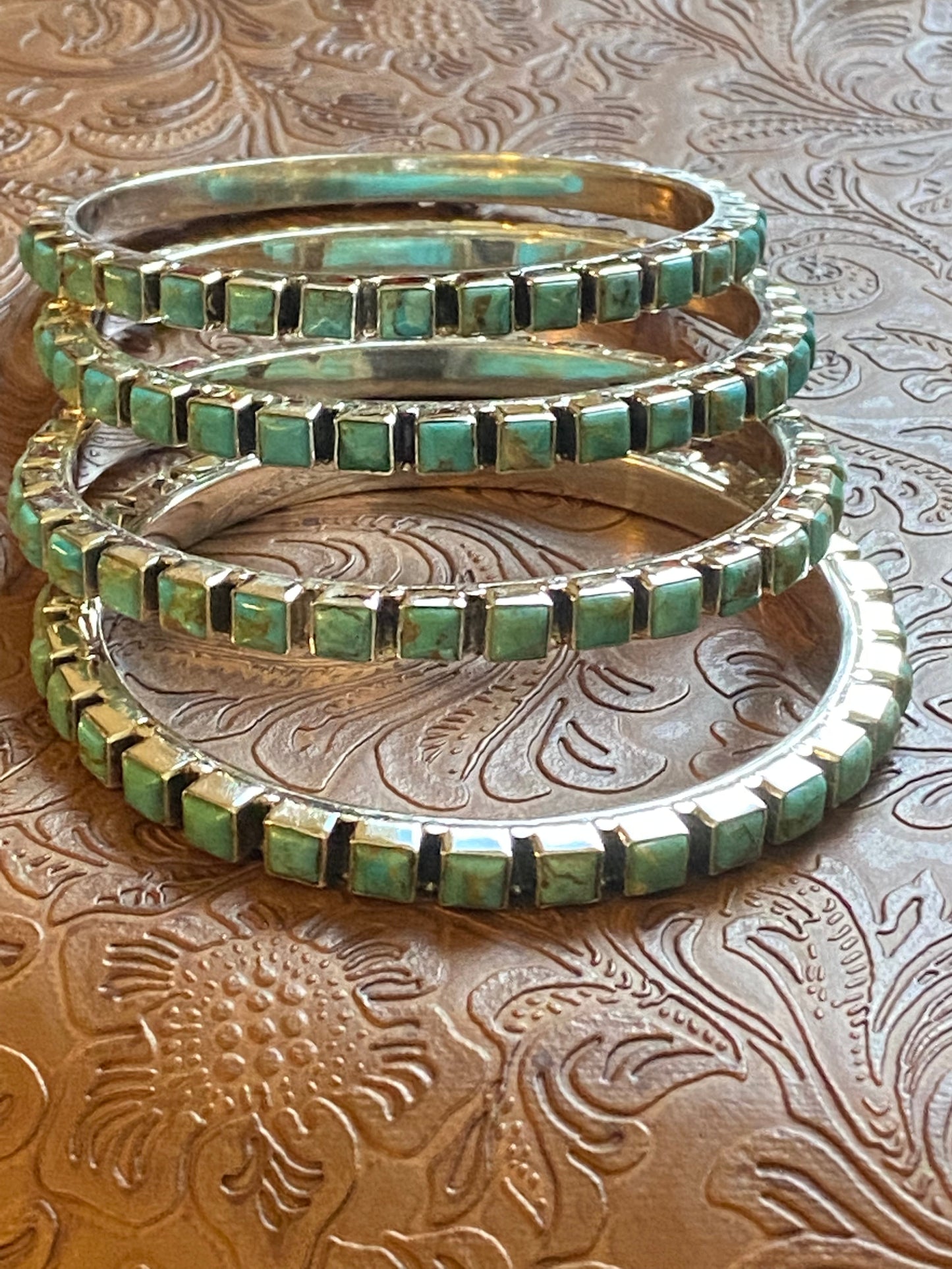 Handmade 8 inch  Kingman Turquoise & Sterling Silver Bangle Bracelet