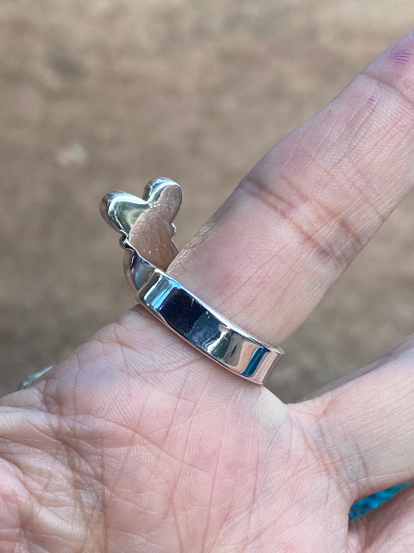 Handmade Sterling Silver & Natural Kingman Turquoise Cactus Adjustable Ring