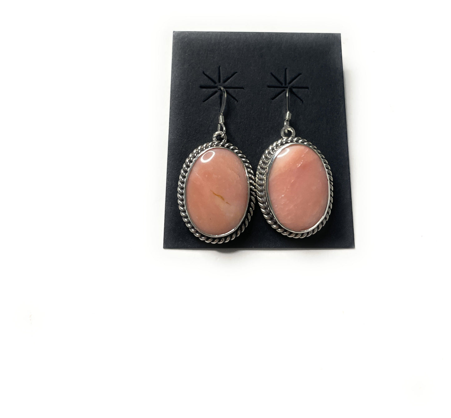 Navajo Sterling Silver & Rhodochrosite Stone Dangle Earrings