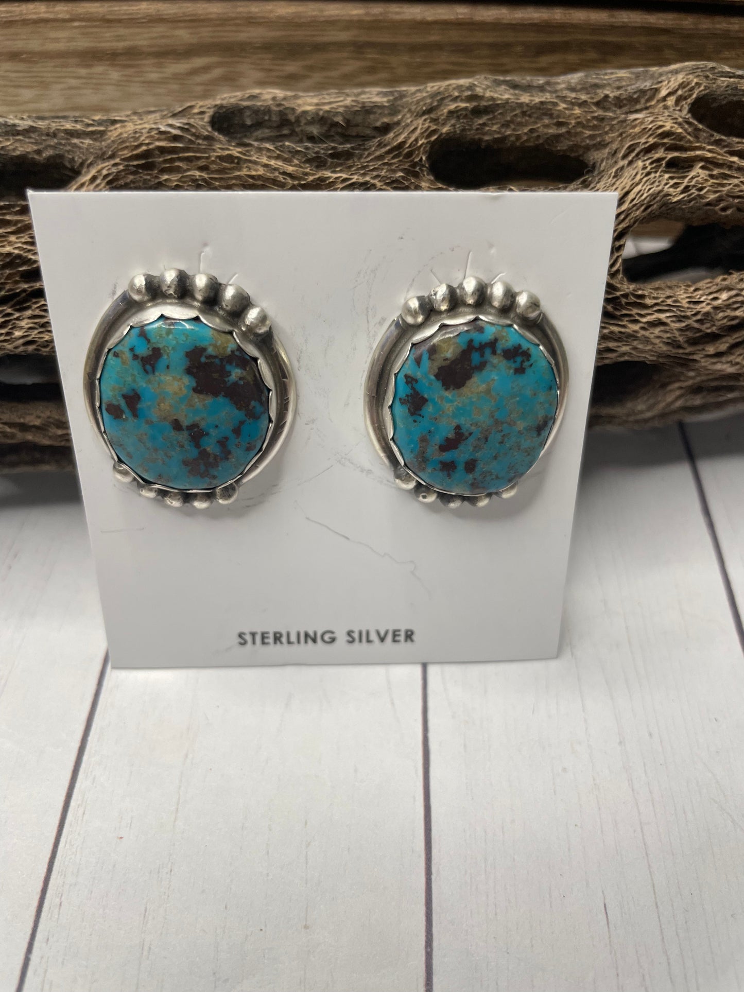 Navajo Sterling Silver & Turquoise Post Earrings