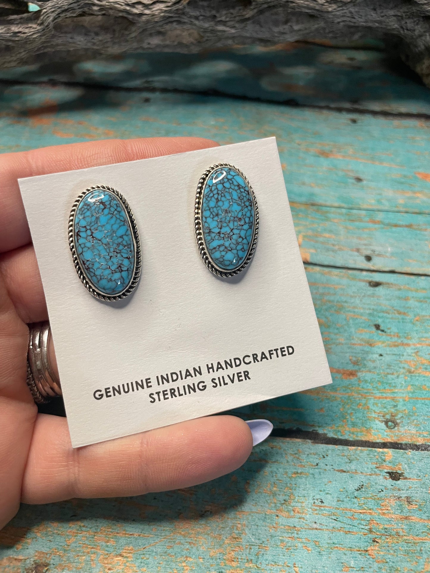 Navajo Turquoise And Sterling Silver Post Earrings