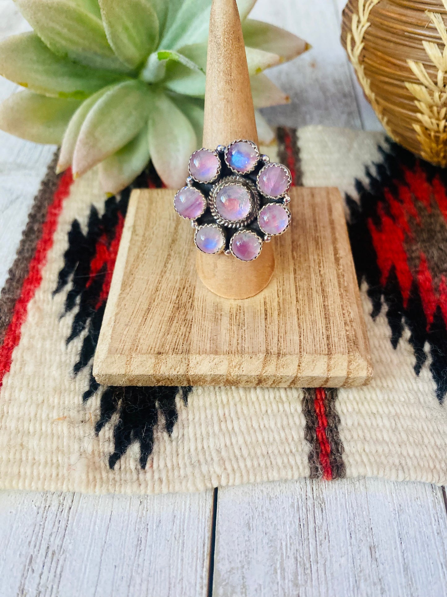 Handmade Sterling Silver & Agate Cluster Adjustable Ring