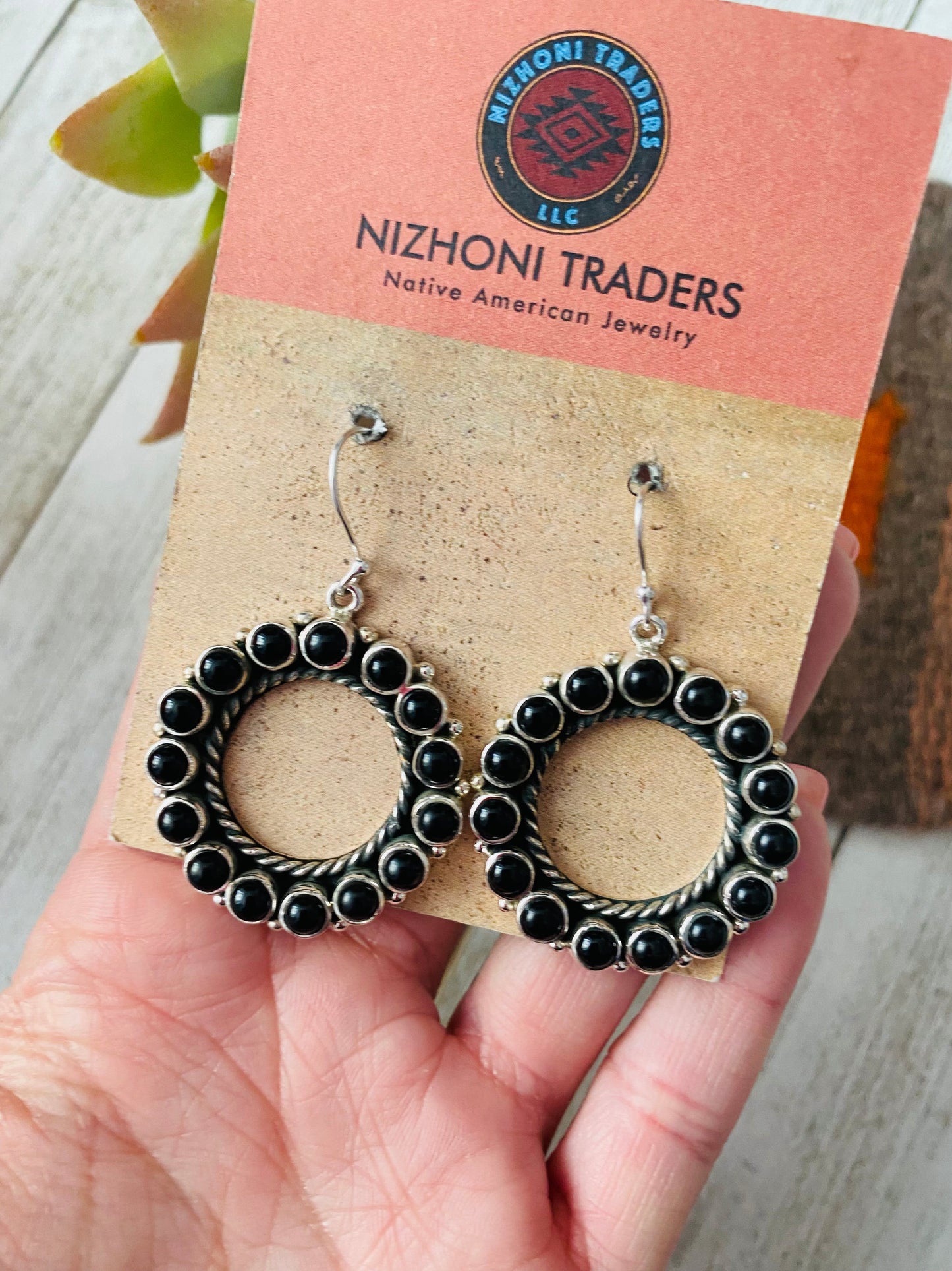 Handmade Black Onyx And Sterling Silver Cluster Dangle Earrings