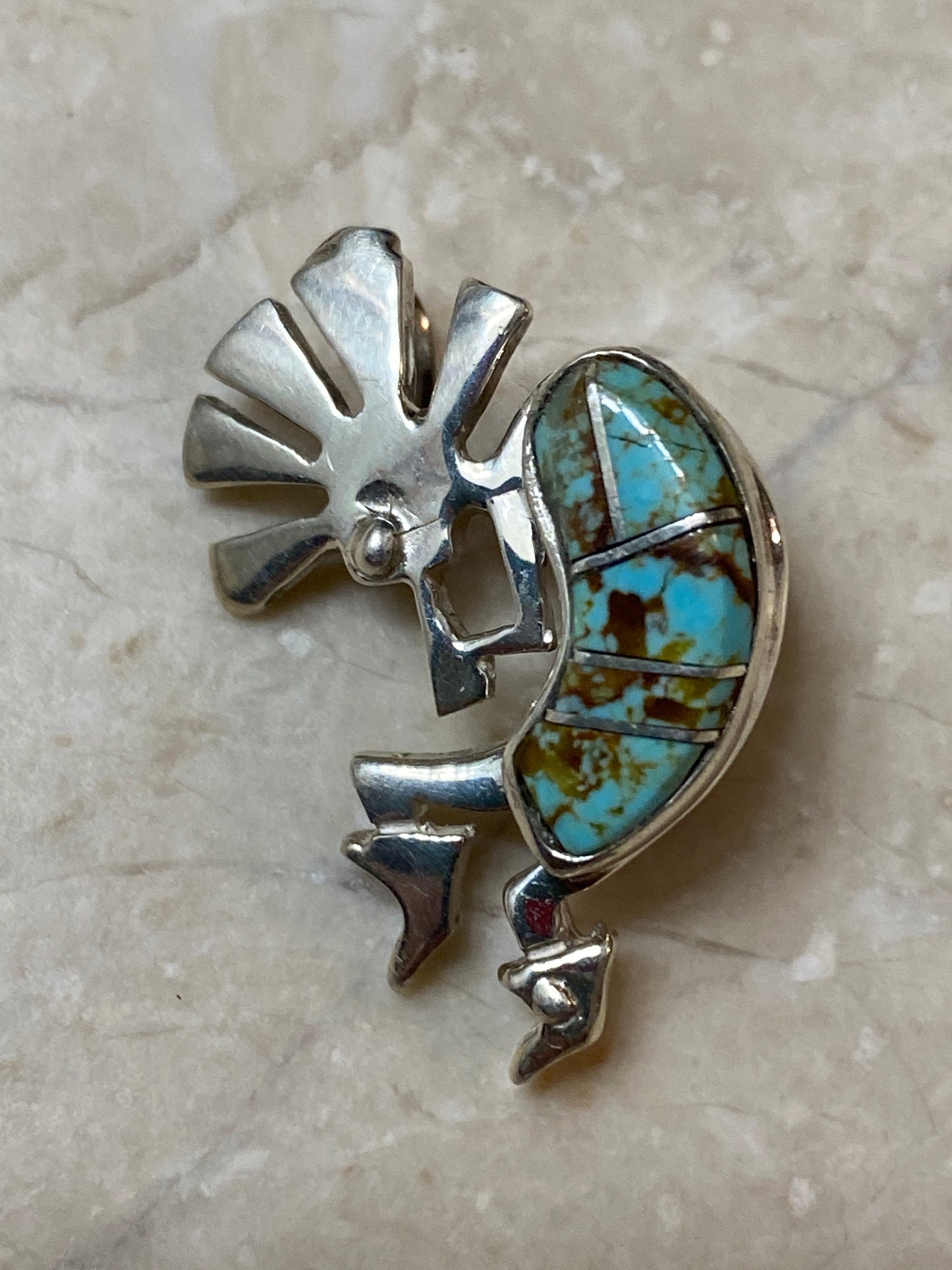 Turquoise & Sterling Silver Kokopelli Pin & Pendant