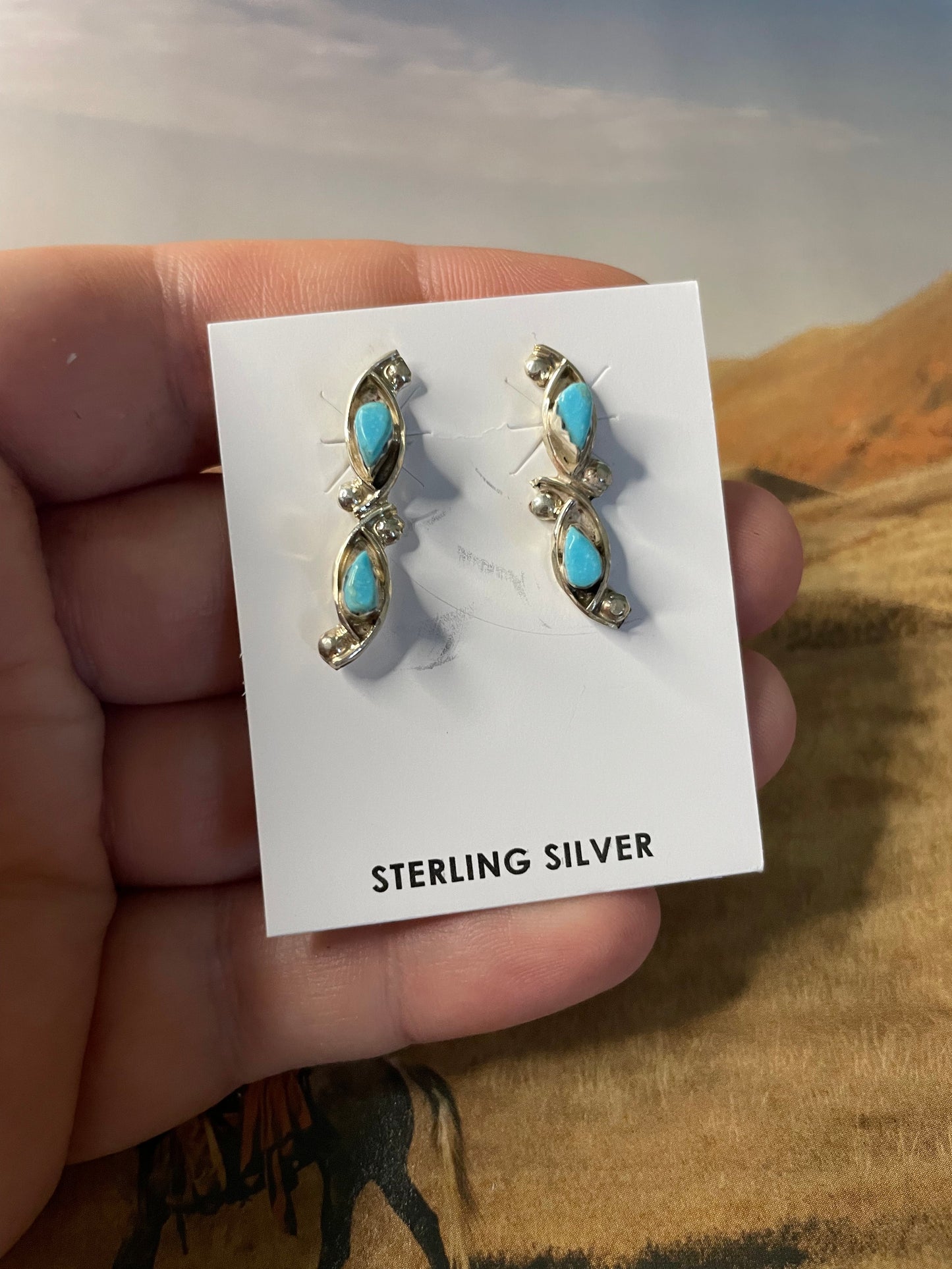 Navajo Turquoise & Sterling Silver Post Earrings