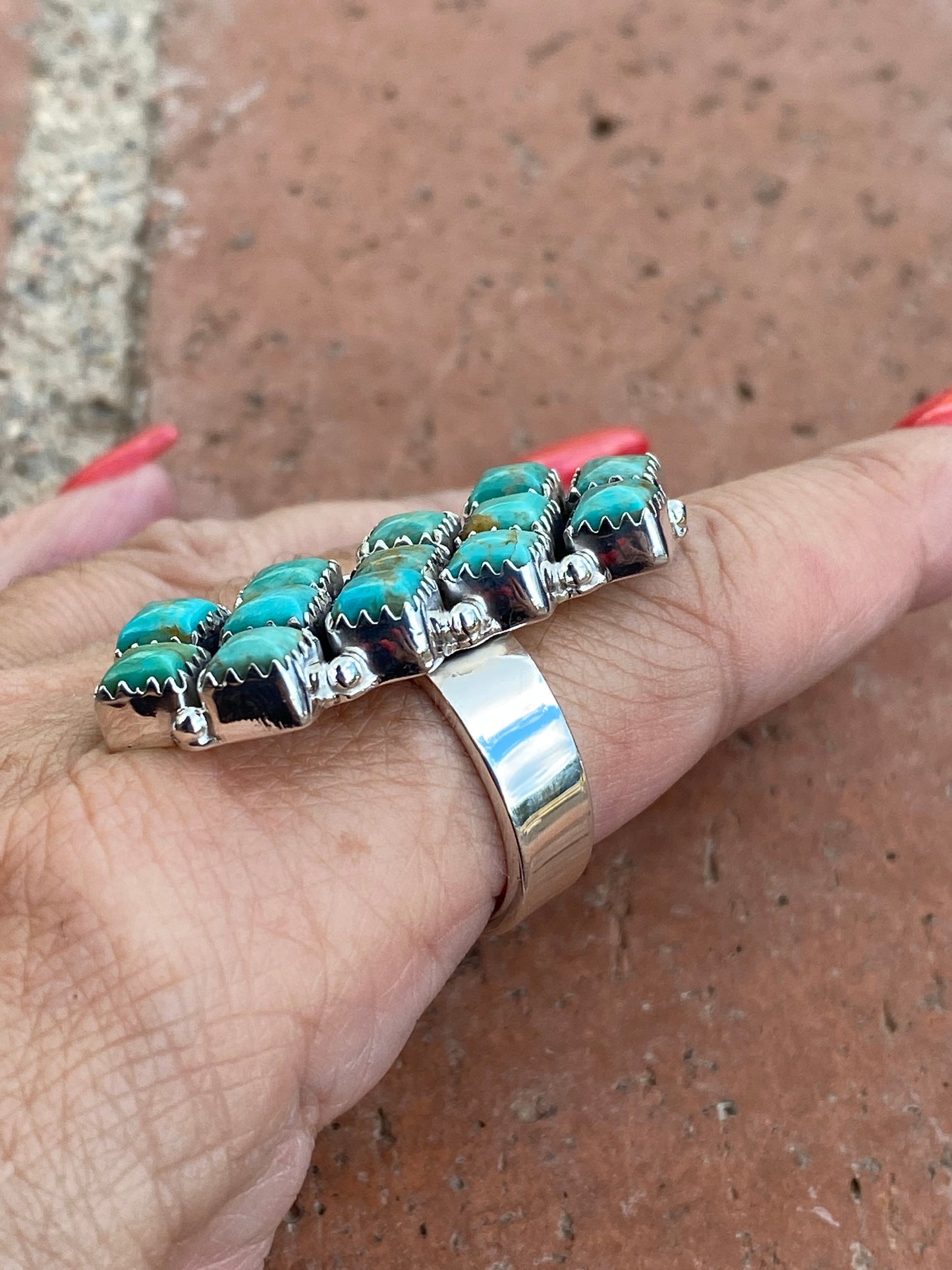 Nizhoni “The Andy” Handmade Kingman Turquoise And Sterling Silver Adjustable Ring