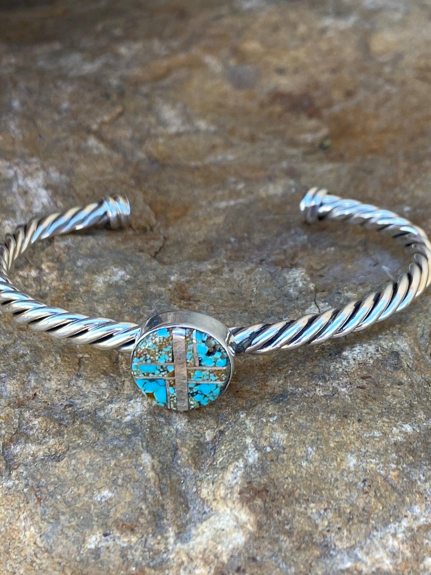 Turquoise 8 & Sterling silver Simple Rope Twist Bracelet
