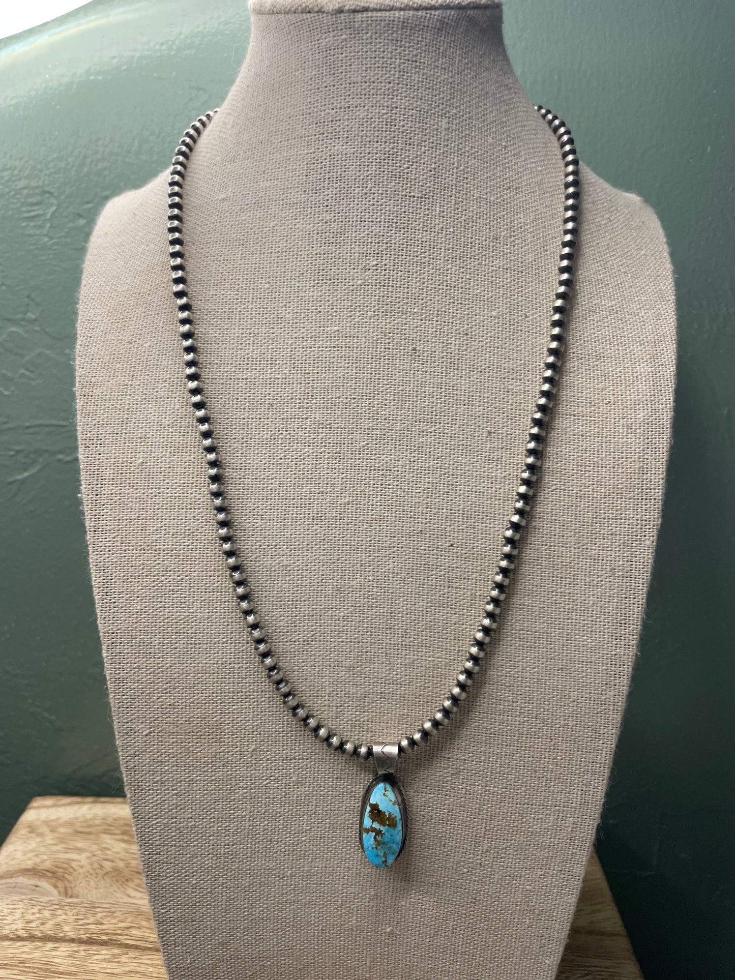 Navajo Sterling Silver & Turquoise Pendant By S Cooke