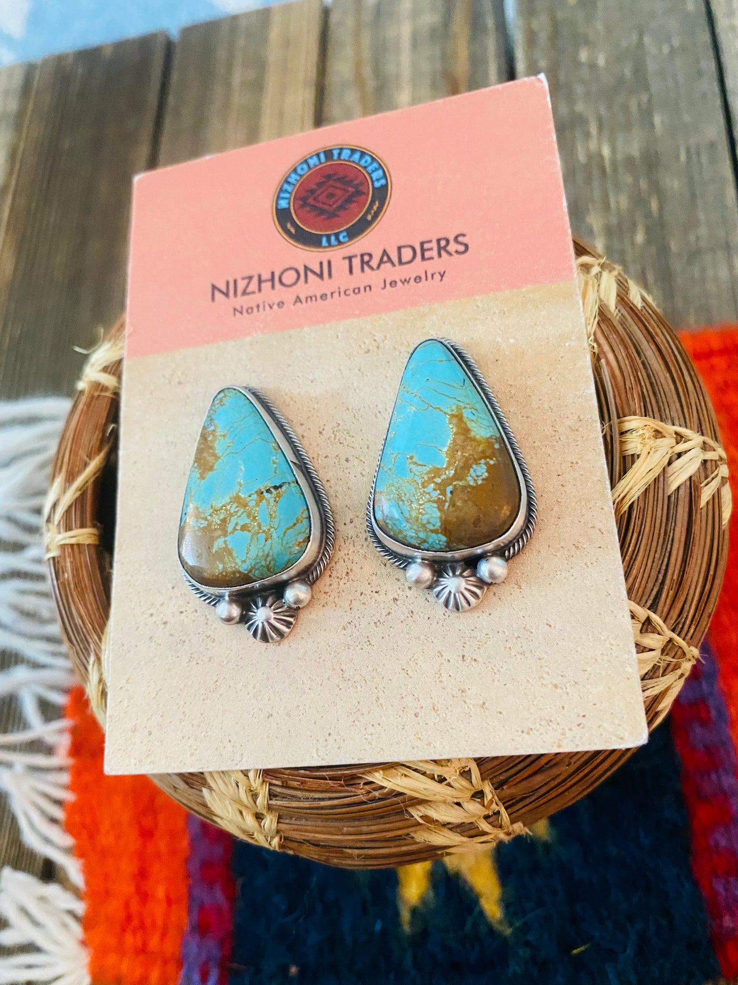 Navajo Sterling Silver & Royston Turquoise Post Earrings