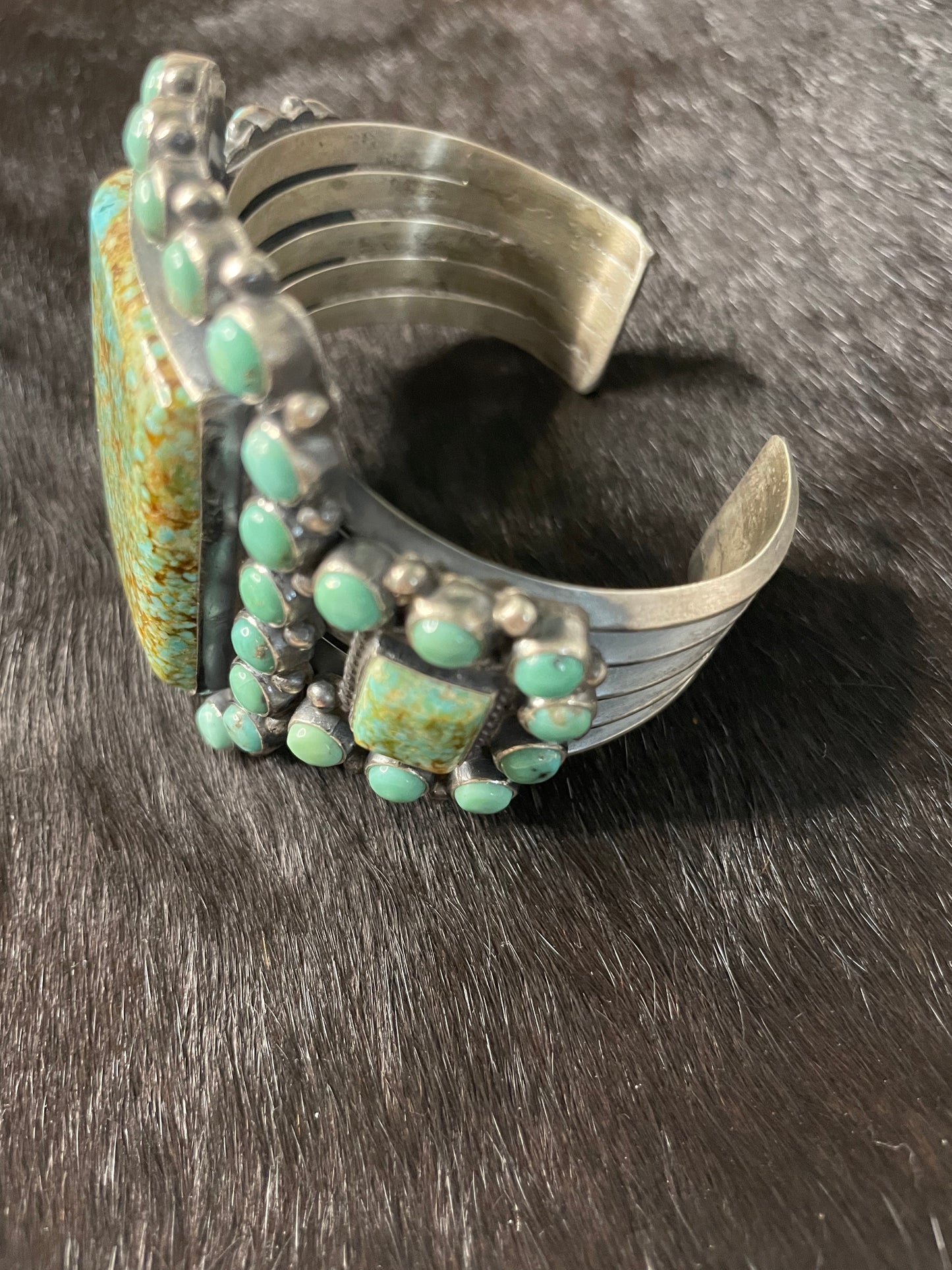 Anthony Skeets Navajo Turquoise & Sterling Silver Cuff Bracelet Signed
