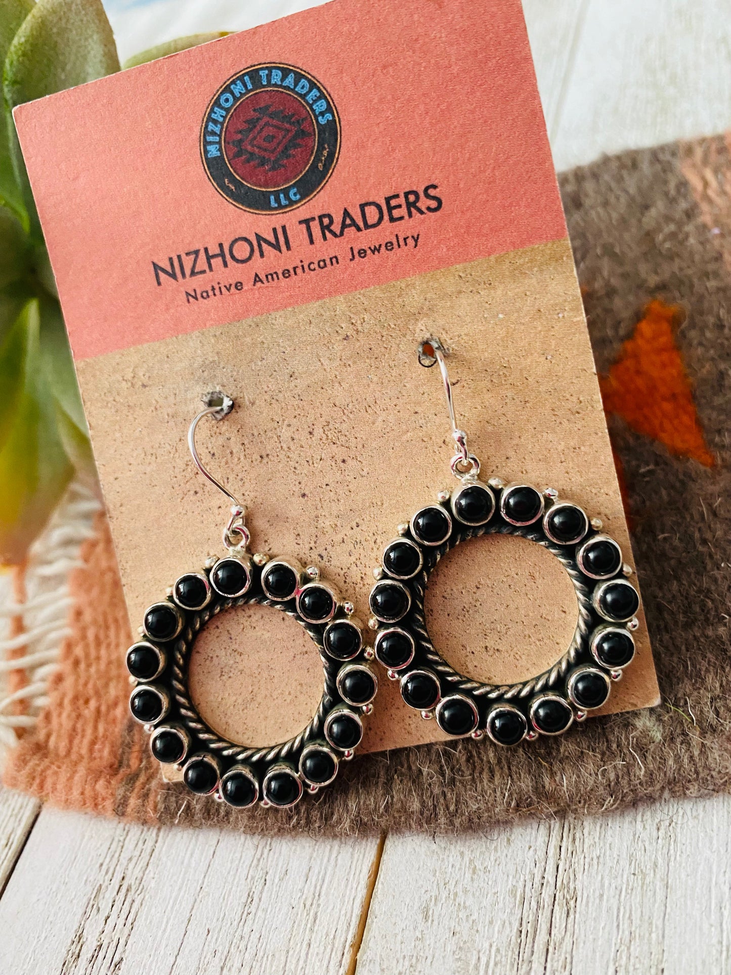 Handmade Black Onyx And Sterling Silver Cluster Dangle Earrings