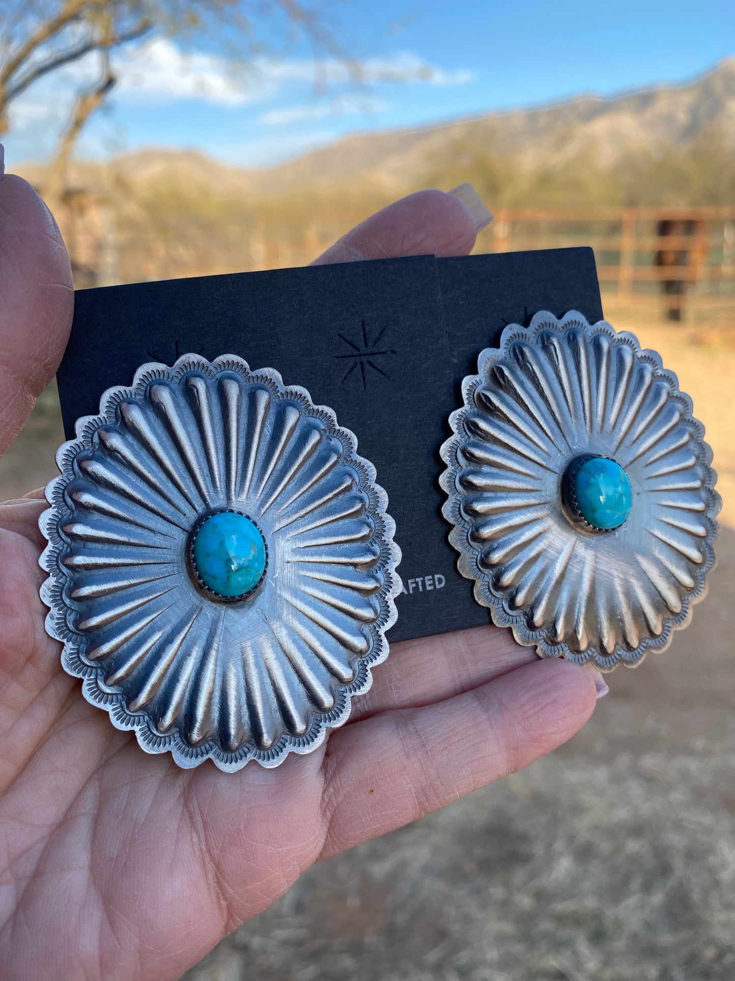 Dale Morgan Navajo Kingman Turquoise & Sterling Concho studs