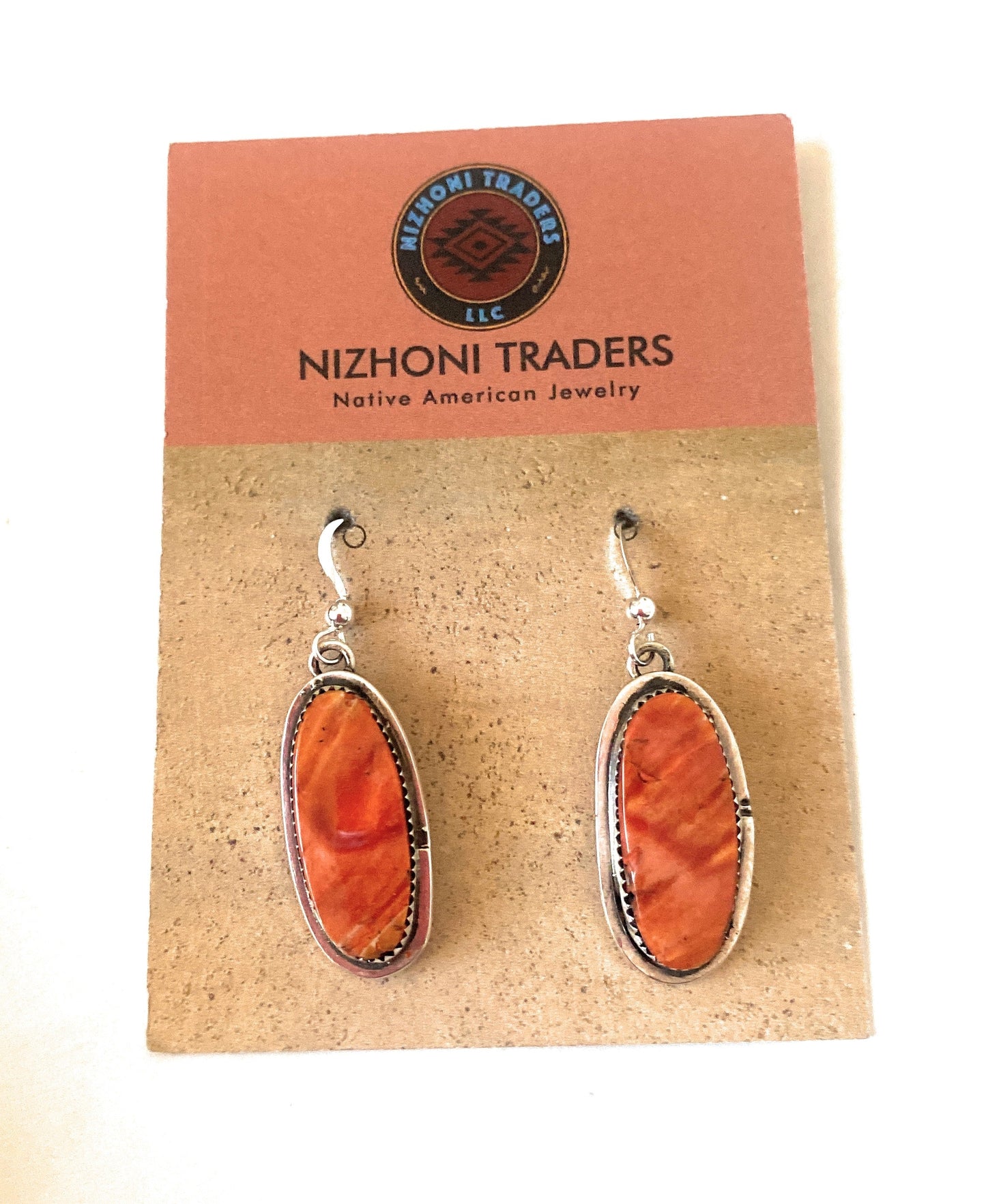 Navajo Sterling Silver & Red Spiny Dangle Earrings